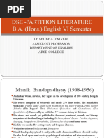 Dse - Partition Literature B.A. (Hons.) English VI Semester