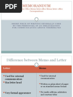 Memorandum: Inter Office Note/Office Memo/Inter-office Memo/Inter-office Correspondence