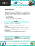 Learning Activity 3 Evidence: Celebrity Models.: Your Opinion