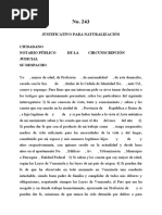 243 Justificativo para Naturalización