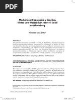 Medicina Antropológica y Bioética. Viktor Von Weizsäcker Sobre El Juicio de Nürenberg