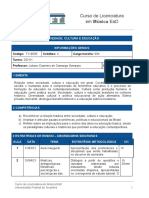 Plano de Disciplina EaD - Sociedade, Cultura e Educação