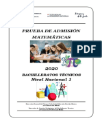 Admisión Técnico MATEMÁTICA 2020