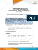 Guía de Actividades y Rúbrica de Evaluación - Paso 2 - Identificar Conceptos de La Psicología Laboral y Las Organizaciones