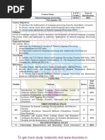 Natural Language Processing Syllabus