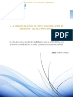 Le Maintien de La Paix de L Onu Et La Lutte Contre Le Terrorisme Cas Du Mali