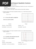 Domain and Range of Quadratic Functions