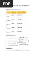 English Test Simple Past - Present Perfect Simple: I Opened I Have Opened