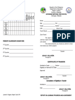 Report On Attendance: No. of School Days No. of Days Present No. of Days Absent