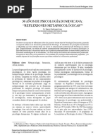 30 Años de Psicología Dominicana: "Reflexiones Metapsicológicas"