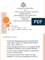 A Project Proposal ON "Student Management System" Submitted To: Department of Computer Application Mmamc Biratnagar, Morang, Nepal