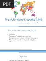 The Multinational Enterprise (MNE) : International Business - Spring 2020