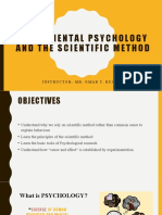 Experimental Psychology and The Scientific Method: Instructor: Mr. Omar T. Bualan