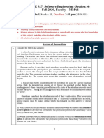 CSE 327: Software Engineering (Section: 4) Fall 2020, Faculty - MMA1