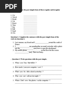 Question 1. Write The Past Simple Form of These Regular and Irregular Verbs