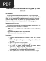 Determination of Dissolved Oxygen by DO Meter:: Experiment No:6