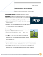 Student Exploration: Homeostasis