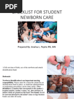 Handout Checklist For Student Newborn Care