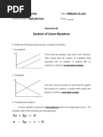 Systems of Linear Equations: Worksheet #1