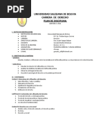 Universidad Salesiana de Bolivia Carrera de Derecho Plan de Disciplina