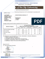 Certificate of Hot Dip Galvanizing: Pt. Citra Galvanizing Indonesia