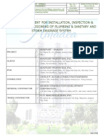 Method Statement For Installation, Inspection & Testing & Commissioning of Plumbing & Sanitary and Storm Drainage System