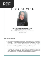 Hoja de Vida Jenny Paola Lizcano