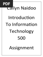 Callyn Naidoo - Assignment Introduction To Information Texhnology