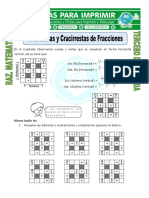 Ficha Crucisumas y Crucirrestas de Fracciones para Tercero de Primaria