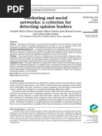 Marketing and Social Networks A Criterion For Detecting Opinion Leaders