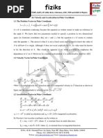 (B) Velocity and Acceleration in Polar Coordinate