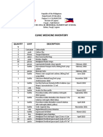 Clinic Medicine Inventory: Quantit Y Unit Description Expiration Date