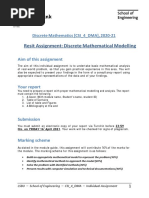 Resit Assignment: Discrete Mathematical Modelling: Discrete Mathematics (CSI - 4 - DMA), 2020 21