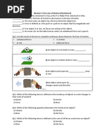 Worksheet - Newton's First Law of Motion