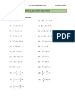 Solving Quadratic Equations Exercises