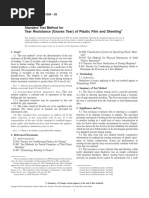 Tear Resistance (Graves Tear) of Plastic Film and Sheeting: Standard Test Method For