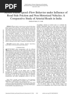 Mixed Traffic Speed-Flow Behavior Under Influence of Road Side Friction and Non-Motorized Vehicles - A Comparative Study of Arterial Roads in India