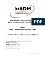 Unidad 2 Sesión 3. Organizaciones Colectivas de Trabajo: Universidad Abierta Y A Distancia de México Unadm Modulo 1