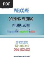 Opening Internal Audit IMS - Periode II Oktober 2020