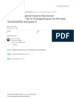 Guest Editing A Special Issue in The Journal ''Sustainability" (Q2 in Scimago/Scopus) On The Topic 'Sustainability and Green Fi...