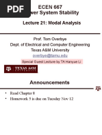 ECEN 667 Power System Stability: Lecture 21: Modal Analysis