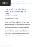 How To Win The U.S. Mega Millions 5 - 70 According To Math