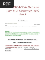 PATRIOT ACT (Is Restricted Only To A Commercial Offer) Part 1