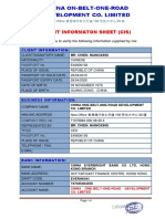 China On-Belt-One-Road Development Co. Limited: Client Informaton Sheet (Cis)