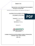 Study of Risk Perception and Potfolio Management of Equity Investors