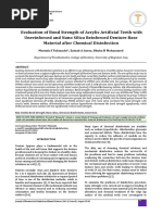 Evaluation of Bond Strength of Acrylic Artificial Teeth With Unreinforced and Nano Silica Reinforced Denture Base Material After C