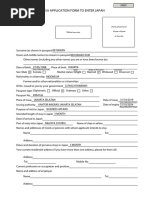 Visa Application Form To Enter Japan: Single