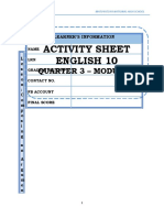 Answer Sheet - English 10 Q3 - W1