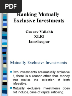 Ranking Mutually Exclusive Investments