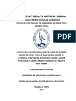 Efecto de La Concentración de Leche, LC, Le, Sobre El Overrun en Helado Tipo Crema